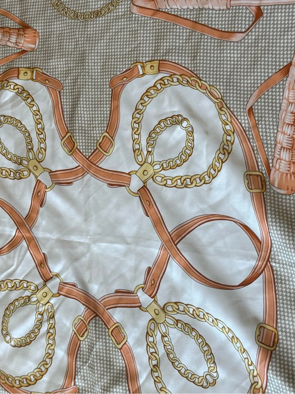Nordstrom’s made in Italy, silk scarf horse bit chain